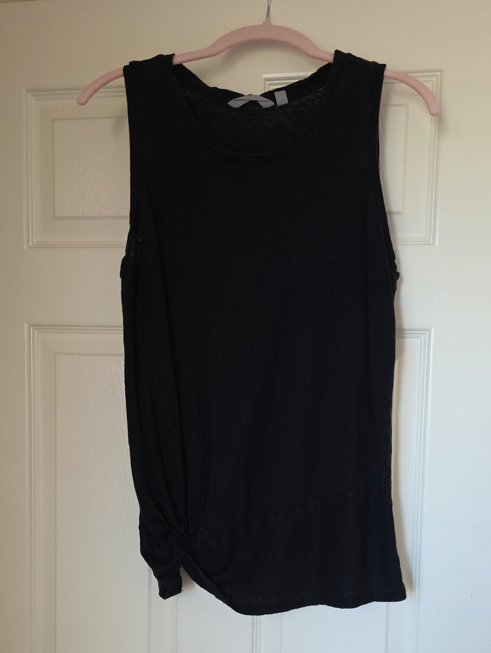 Athleta Black Sleeveless Side-Knot Hem Tank Top